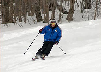 A skier checks out a fresh 8 inches at Bromley.Photo Courtesy of Bromley Mountain