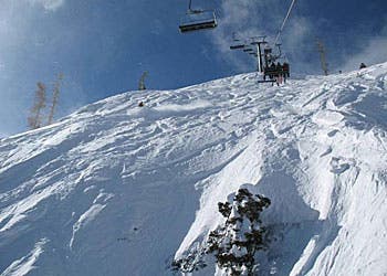 Flying over The Fingers on KT-22 with more than five feet fresh in the last week. Photo Courtesy of Squaw Valley