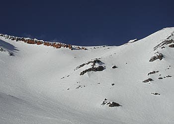 The view up Avalanche Gulch from 10,400 feet. PHOTO: NASTC