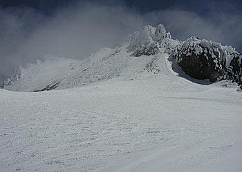 Mount Shasta Looking up at the summit from the summit plateau just under 14,000 feet.PHOTO: NASTC