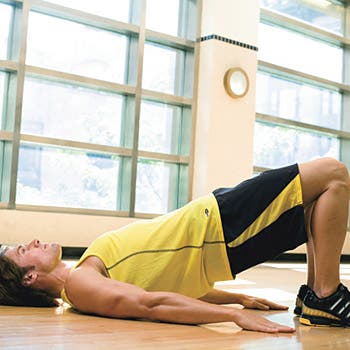 Back, glute and hamstring strengthening exercise: Sliding Bridge