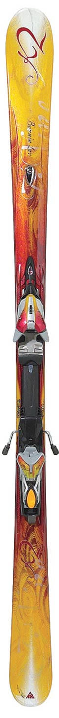 k2 burnin luv skis 2008 w/Marker Bindings Size 156 Cm Color Red Used Replays Sports Exchange K2 Burnin' Luv T:Nine T9
