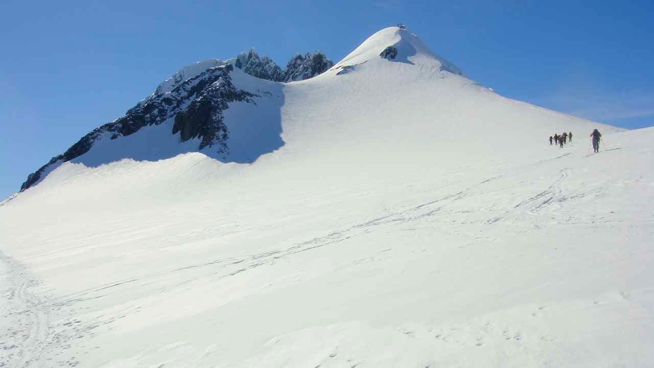  A view approaching skiable terrain on Weincke (our runs are   around the mtn to the left, not yet visible.) 
