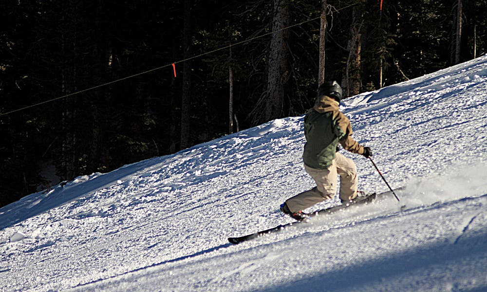 This Tele skier was working on getting down switch.