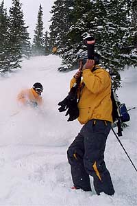Here, Errol wears Spyder's Icebox Hat, available at ski-racing.com for $30.