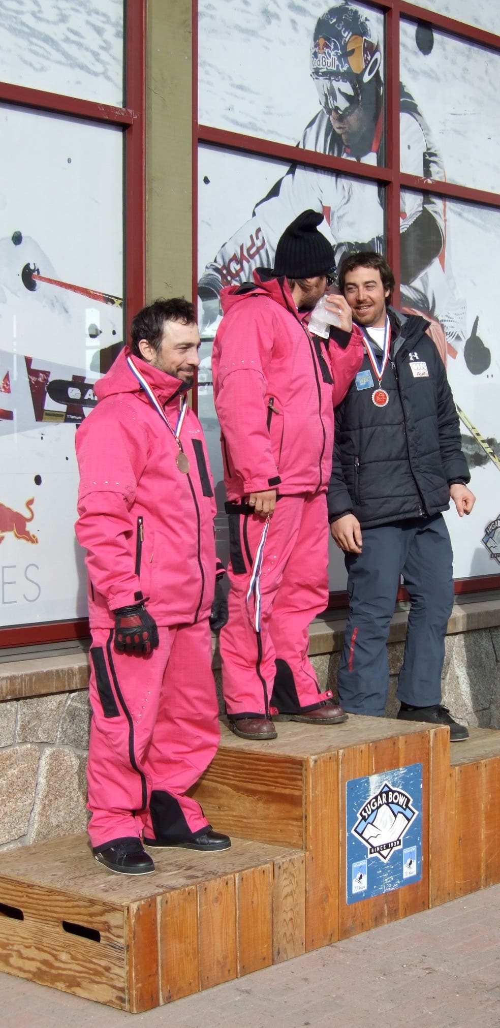 Pink is for Winners Enak Gavaggio of Frances takes top spot on the podium with a bag of snow to ice a bloody lip earned on course.Pink is tough, reallyMembers of the…