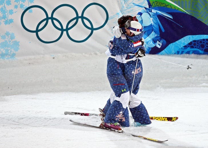 Bahrke embraces Kearney after her gold-medal run.Team FirstOne of the challengers was teammate Heather McPhie, who fell on course and tumbled in the…