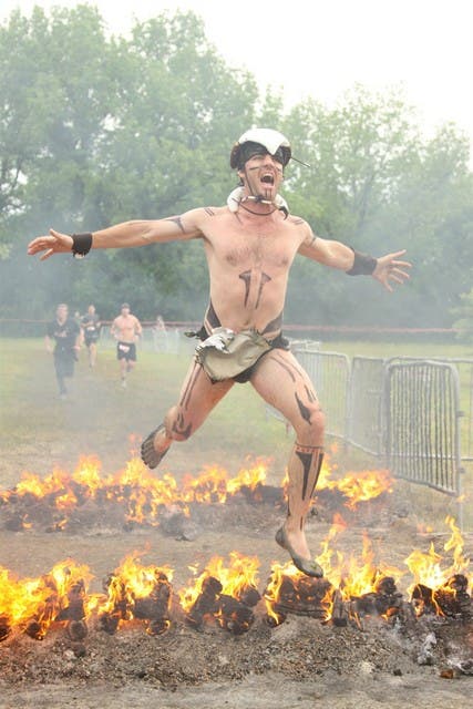 Leap Over Fire You'll leap over fire, climb over hay bales, crawl through tangled nets, and dash through a creek. (Don't worry: paramedics and ambulances will be…