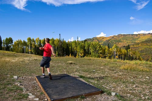 Starting at an elevation of 9,000 feet, Solitude’s frolf course has 18 holes and a total course distance of 7,750 feet. It’s free if you hike to the…