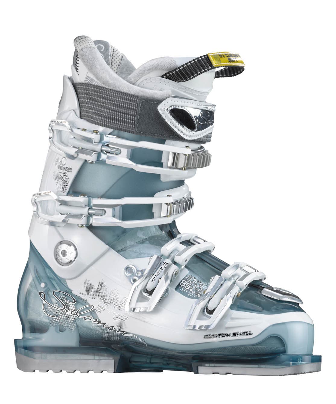 salomon idol sport ski boots 7 Back for another great year the Salomon Idol 85 CS Ski Boots are a great highperformance and allmountain boot designed specifically for the advanced skier Boasting performance and comfort these boots are simply amazing They have a Bi Material PU lower shell and upper cuff which offer improved leg wrapping and progressive flex The Custom Shell is a technological marvel and these boots shine with them The Custom Shell allows the boot to mold around the foot by utilizing a plastic material called Kaprolene This reduces foot pain fatigue and many other issues that may plague skiers For added comfort and style there is faux fur and a womens liner that is specifically adapted to a womans heel and calf Easy closure single canting and heel and toe removable din pads adds to the features that make this Salomon Idol 85 CS Ski Boots absolutely outstanding Finally the My Custom Fit Sport Liner is a thermoformable foam providing personalized comfort and plenty of warmthSalomon Idol 85 CS Ski Boots Womens Specs Weight 3900 245 Flex 85 Strap 35 Last 100106 Technology Custom Shell World Cup Advanced Shell TechnologyShell Cuff Bi Material PU Lower Shell BiMaterial PU Upper Cuff Technologies Custom Shell World Cup Advanced Shell Technology Adjustment 1st Tooth Catch Single Canting Heel and Toe Removable Din Pads Liner My Custom Fit Sport Buckles 4 Micro Titanium Buckles Faux Fur Women Liner Women Heel Wedge Women Calves Adjustment Salomon Idol Origins Ski Boot
