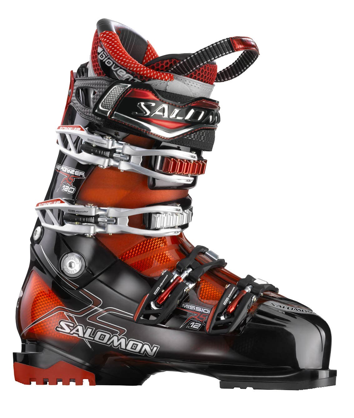 salomon divine rs 7 womens ski boots 2012 PM Prolink Access Set your sights on an aggressive slope and let the Salomon Divine RS CF ski boots help you master the skills to ski it like a proSalomon Divine RS CF Ski Boot Womens Specs Second Skin Last envelops the foot with a performance anatomic fit so every bit of control pressure is transferred to the ski Spaceframe Shell Profile with multilayer construction and precise wall thicknesses optimizes feeling performance and energy transmission Thinwall construction of the Second Skin Shell creates a light sensitive boot providing superior fit and feel Energyzer shell reinforcement provides a progressive and responsive flex Bimaterial polyurethane shell accommodates easy entry excellent foot envelopment and progressive flex Soft 2D Sensifit material over the forefoot and up the front of the shell enhances comfort and ease of entry My Customfit Sport liner featuring a layer of conformable foam customizes the fit along the front of the ankle Biovent liner technology employing layers of mesh foam and insulation effectively transfers moisture away from feet Liner captures 30 to 50 more water than a standard liner thereby keeping feet dry and warm Womenspecific liner features faux fur fleece lining and an upper cuff shaped to accommodate womens calf muscles Loop on tongue aids pulling the boot on and taking it off A simple turn of a screw frees up 1cm of extra room around the cuff Microadjustable aluminum buckles let a woman tailor boot snugness for comfort and performance Toolfree catches are quickly adjusted to fit various ankle widths Salomon Divine Salomon Womens Ski