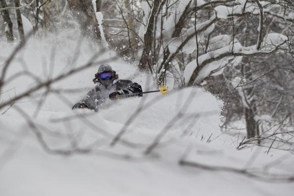 Big in Japan Chris Benchetler making turns on a trip to Japan