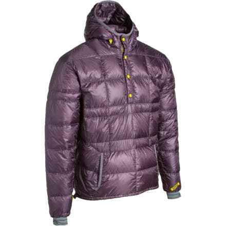 I want this one for myself. It’s a superlight down pullover that packs within its own pocket to the size of a water bottle. Perfect for busting out…