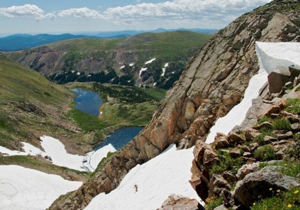 Deep snowpack meant that the skiing was good in the high peaks of Colorado through the entire summer.