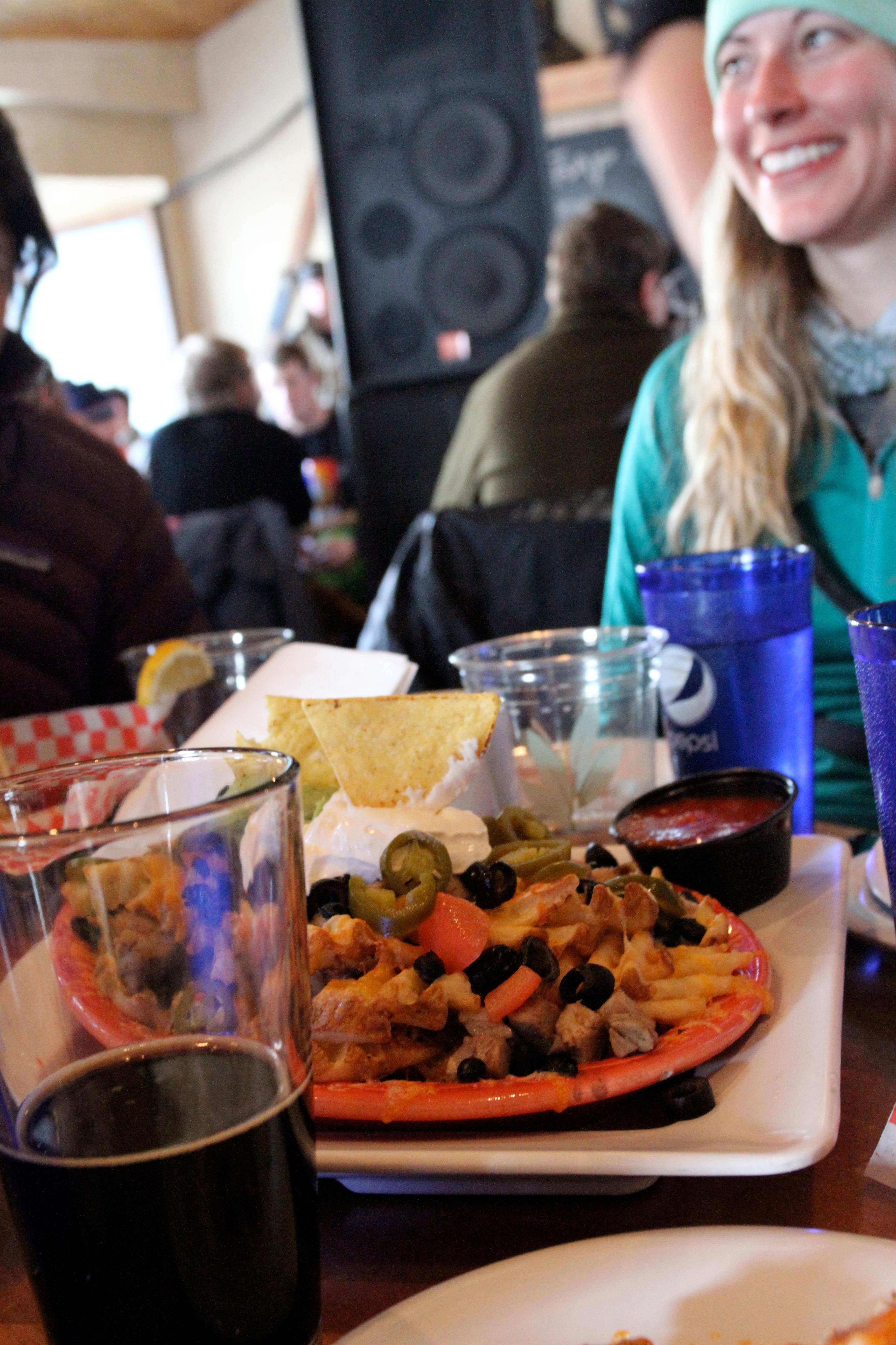 The Trap Bar at the base of the 'Ghee serves up Wydaho Nachos: all your regular nacho fixin's (cheese, beans, sour cream, guacamole) piled high on a…