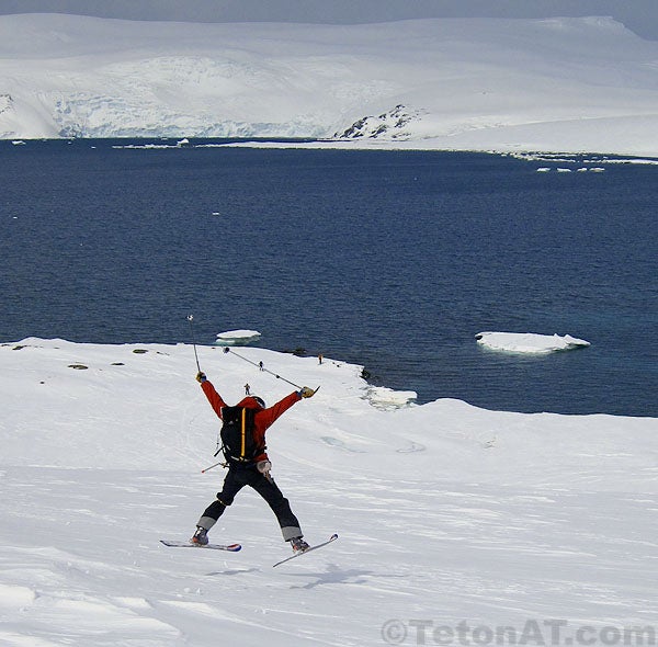 Antarctic Eagle Just before lunch on the last day, Rando shot me popping this nasty spreader. At the time, I did it in celebration of having just skied Antarctica…