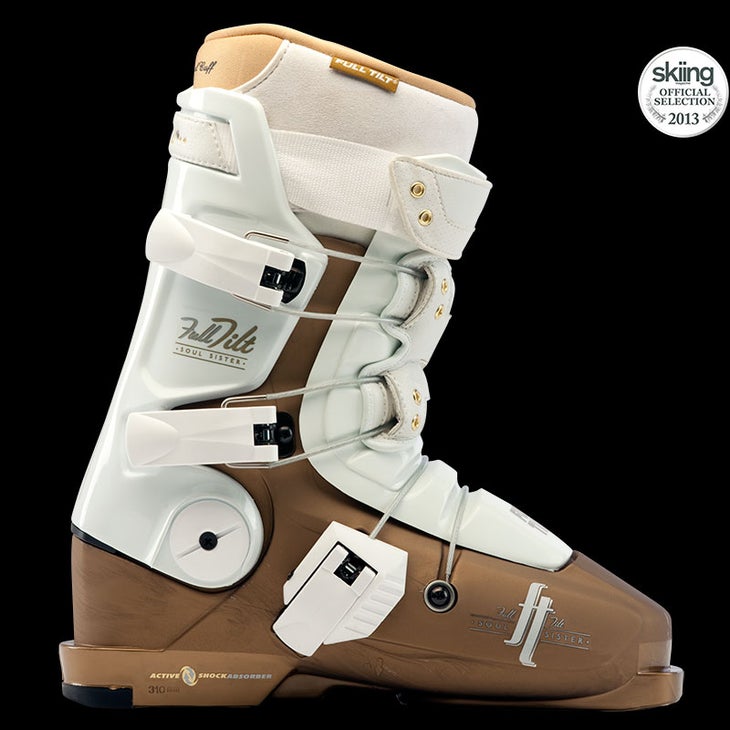 Full Tilt Soul Sister MSRP: $660.00 Last Width: 99 mm Flex: 6 flex / 7 ribsThe Soul Sister hugs the heel and grips the instep with a comfortable but firm grasp that…