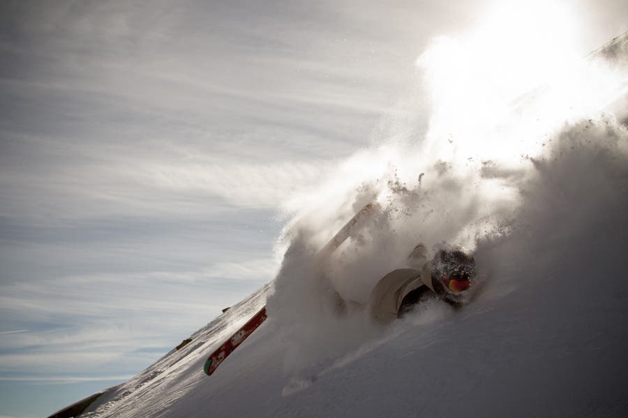 SLAM! It's a good thing the snow was soft. Kjell Ellefson takes a digger at Wolf Creek.