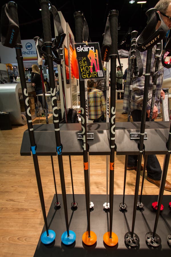 Freeriders use shorter ski poles. Which suck for touring or on the long skate back in bounds. Scott's new poles have a button on the top that extend…