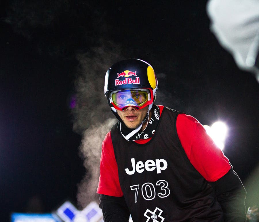 Simon Dumont Simon was skiing with two broken wrists on Friday. You would look this intense too if you were worried about snapping your wrists again.