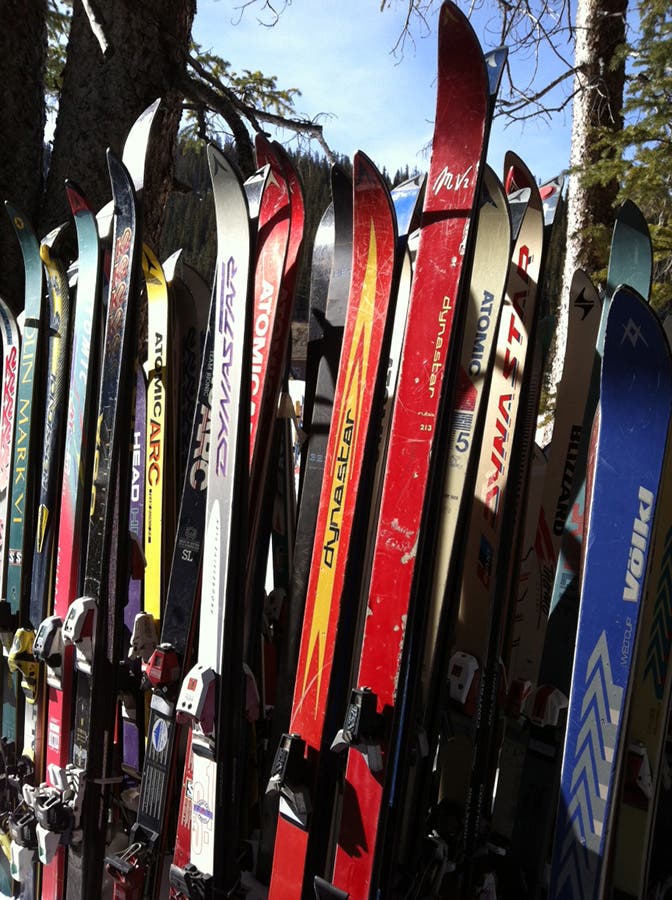 Straight Ski Graveyard Loveland's boneyard of the dispossessed straight skis. We thought about testing them.