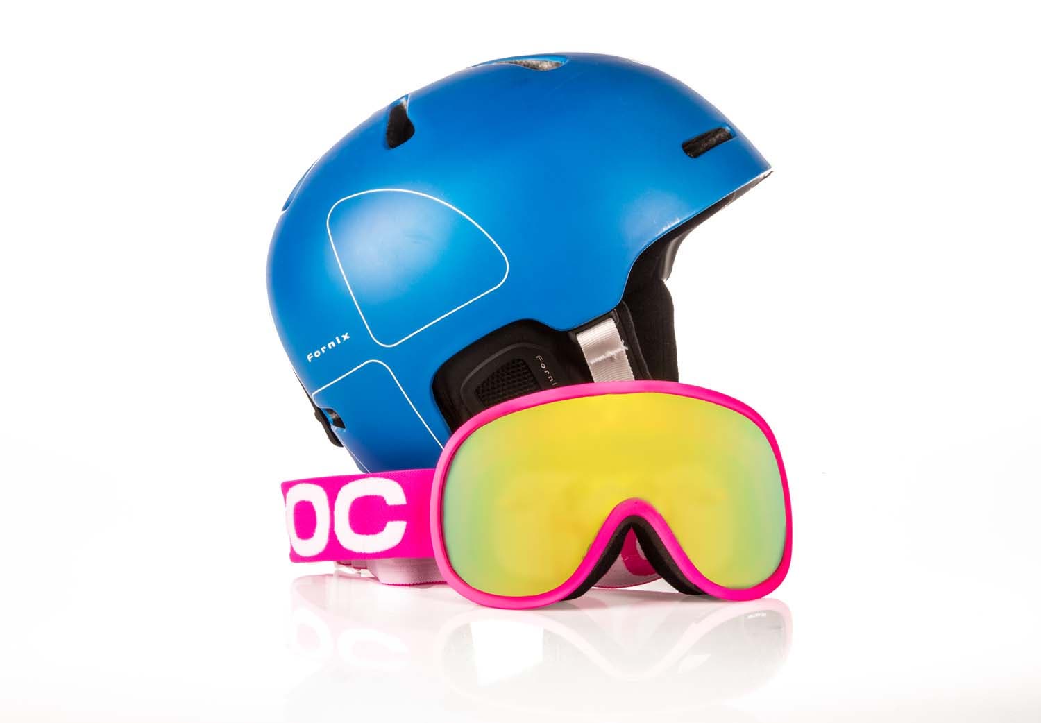 This safe, stylie dome piece pairs well with this high-vis goggle.  [helmet $160, goggle from $140; pocsports.com]