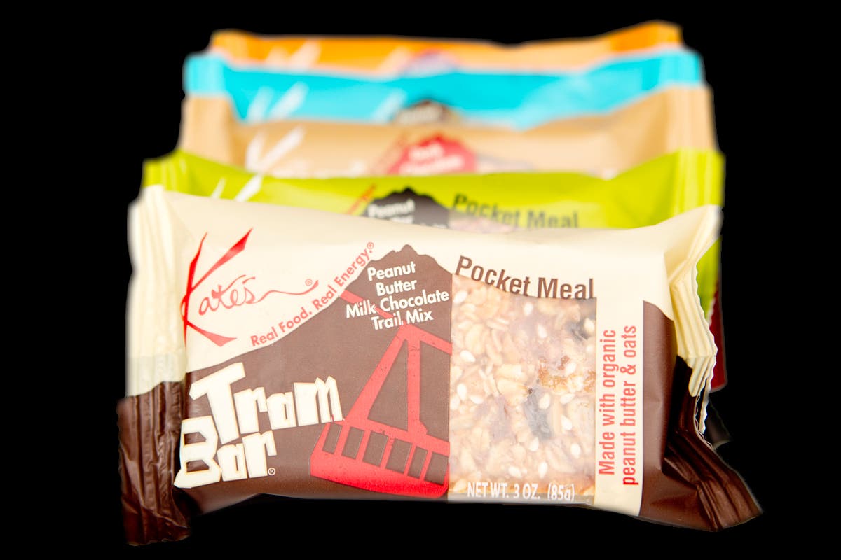 Kate’s makes a handful of bars, but we love the skier-targeted Tram Bar for obvious reasons. This trail mix bar is made with organic peanut butter…