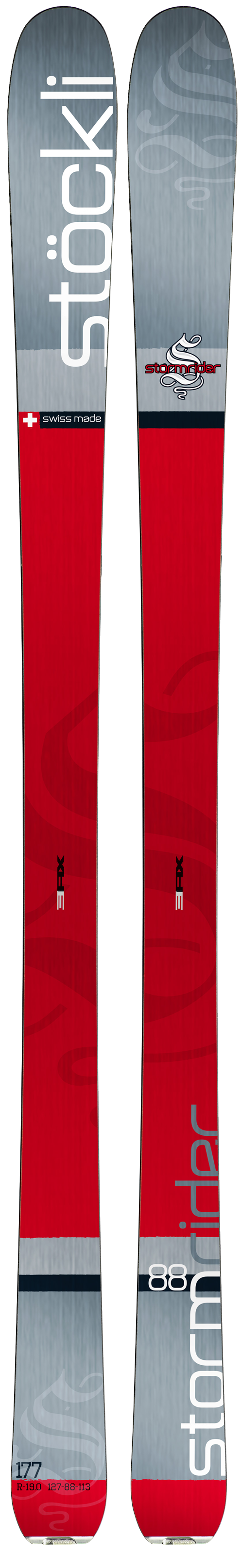 Stockli Stormrider 88 Sidecut: 127-88-113Lengths: 168, 177, 186Radius: 19MSRP: $1,099For more info on this ski, click here.