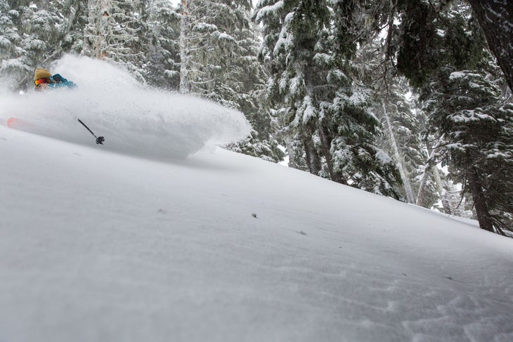 Ker-POW Ker-POW! Joe Johnson, who splits his time between Utah and Montana, gets a whole face full of Oregon love just off the groomers at Mount Hood’s…