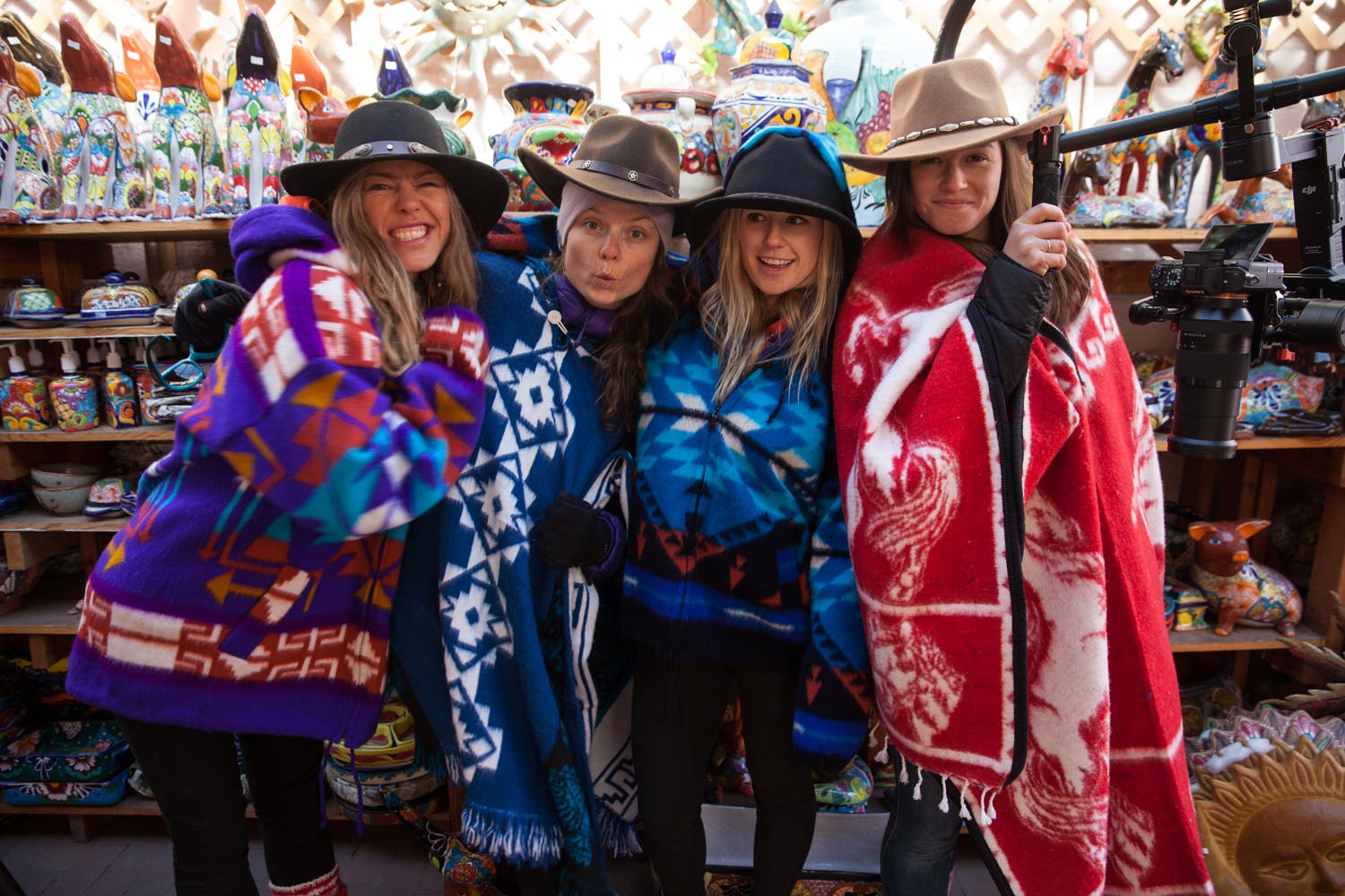 Ponchos and Powder Left to right: Lynsey, Kt, Caroline, and Sophie. Photo Credit: Leslie Hittmeier