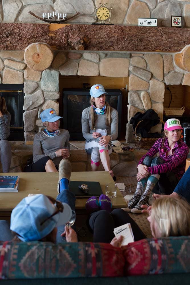Debrief The girls debrief (which means, ahem, review categories in our Smartwool) at Skiing Mag HQ in Snowpark.