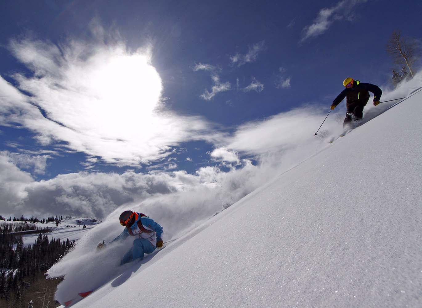Tim Dyer and Barclay Rabin kick up some snow. These guys always know where to find it.