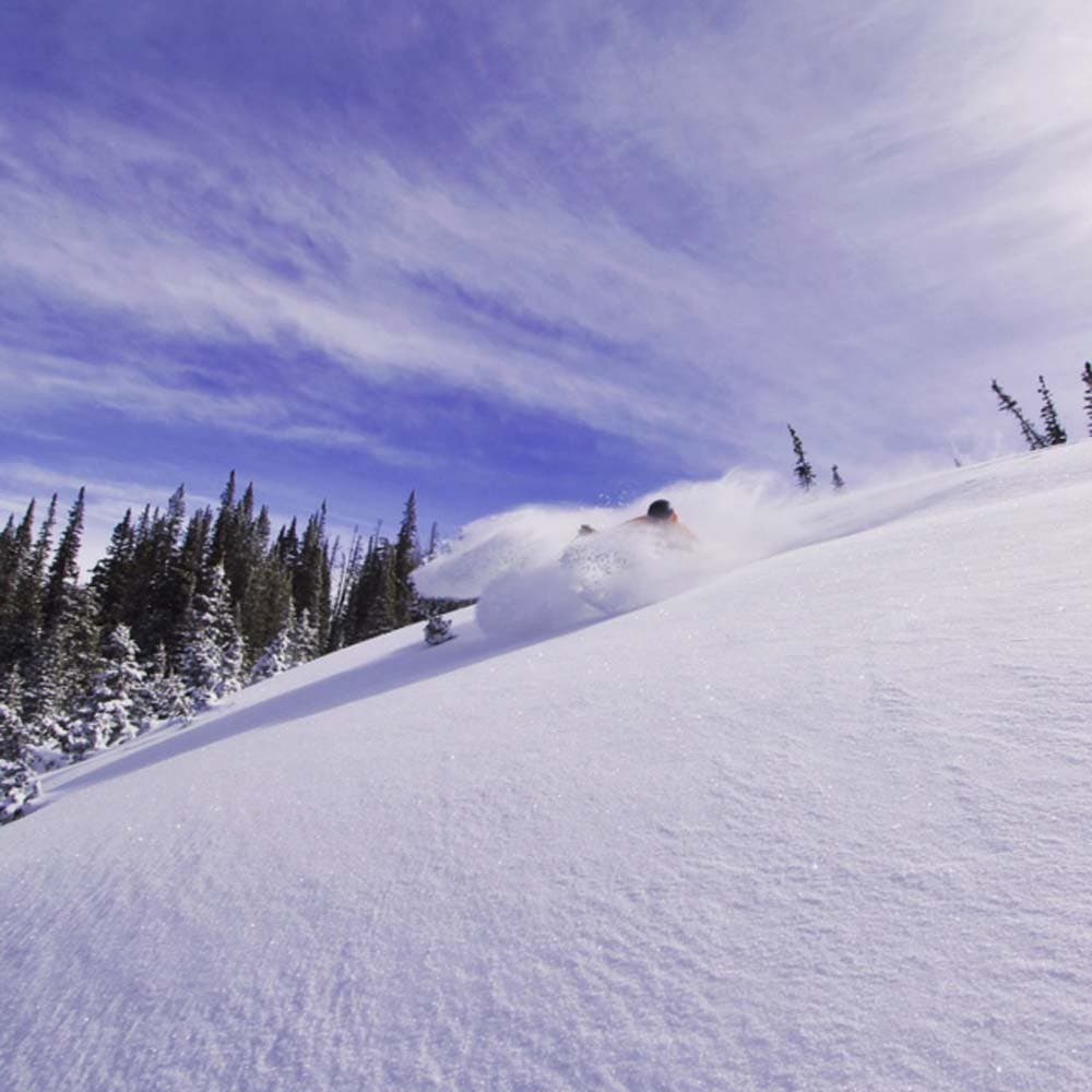 We're pretty sure this is Brendan Gooding testing some kind of skis. Hard to tell under all that pow.