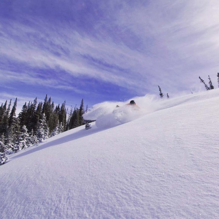 Soft Patch We're pretty sure this is Brendan Gooding testing some kind of skis. Hard to tell under all that pow.