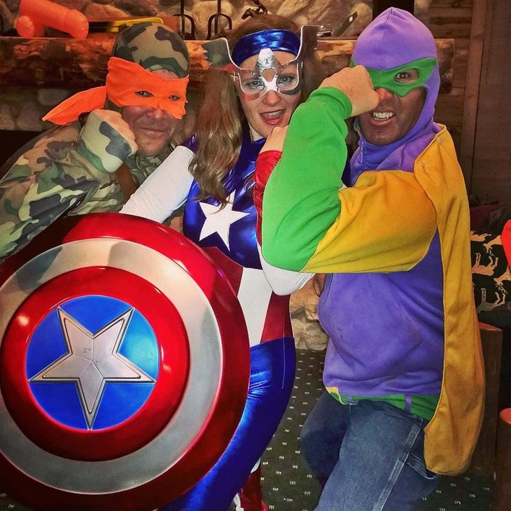 Superheroes Yes, that is a Teenage Mutant Ninja Turtle on the left. And no, we will not yet reveal what happened when he faced Anaconda Man on the dance floor…