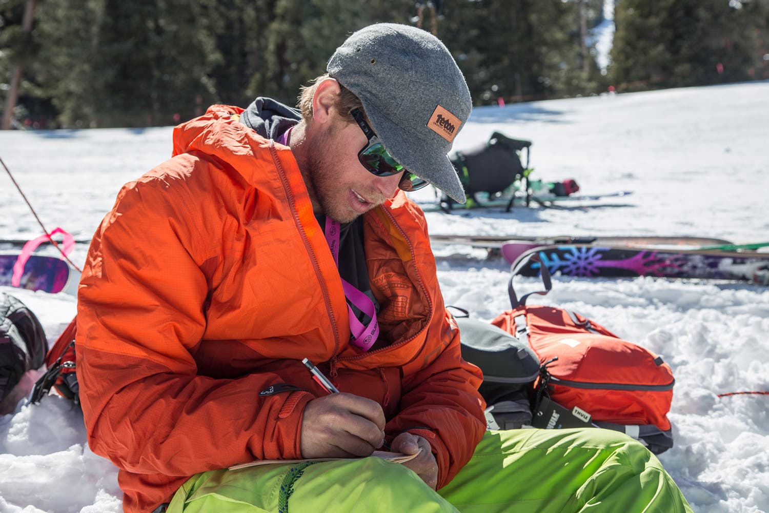 Focus Ben Hoiness thinking hard about his last run.