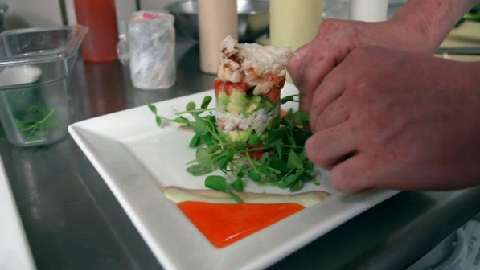 "Royal Street Cafe's Dungenes Crab Tower"