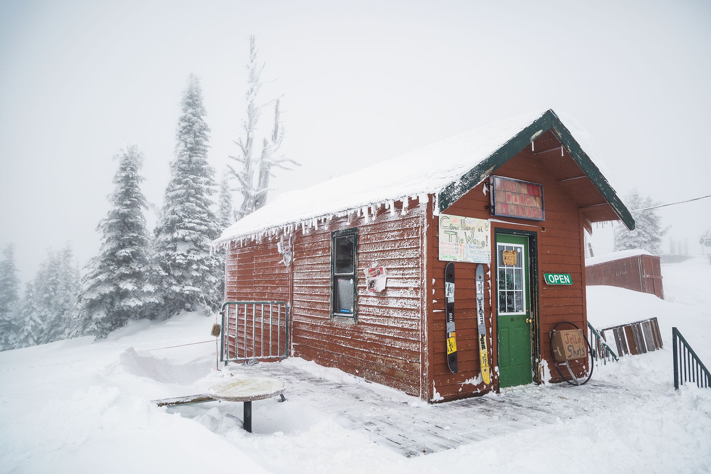 The famous Wang Shack at the summit of Schweitzer. It’s a shed.  And a bar. Because, well, this is Idaho.