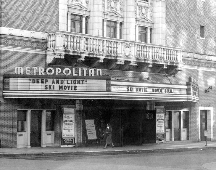 SKI1016_WarrenMiller04 Seattle’s Metropolitan Theater, with Warren’s first film on the marquee.