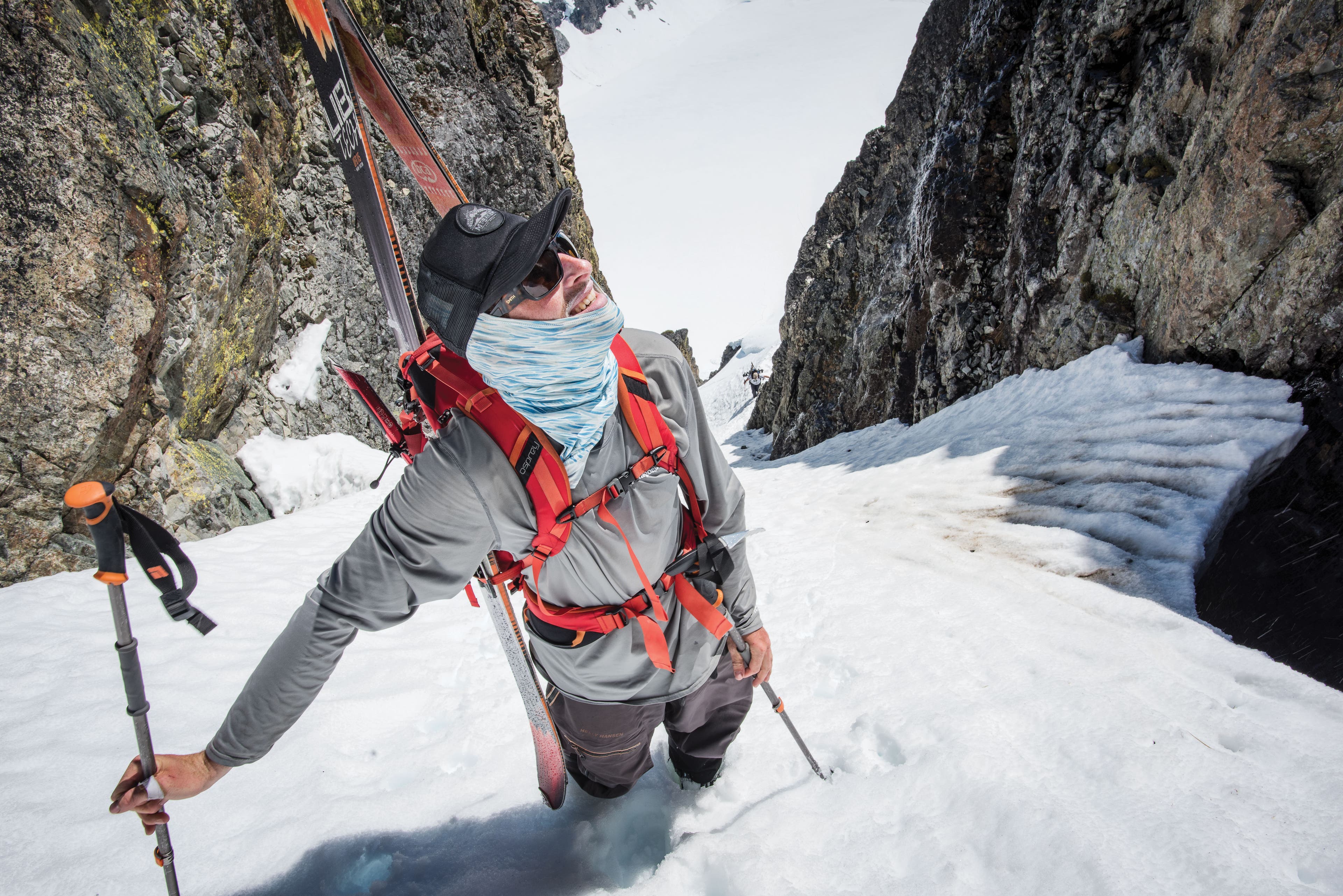 Ashton Ritchie climbing the natural steps up to the top of Depot Creek Falls.