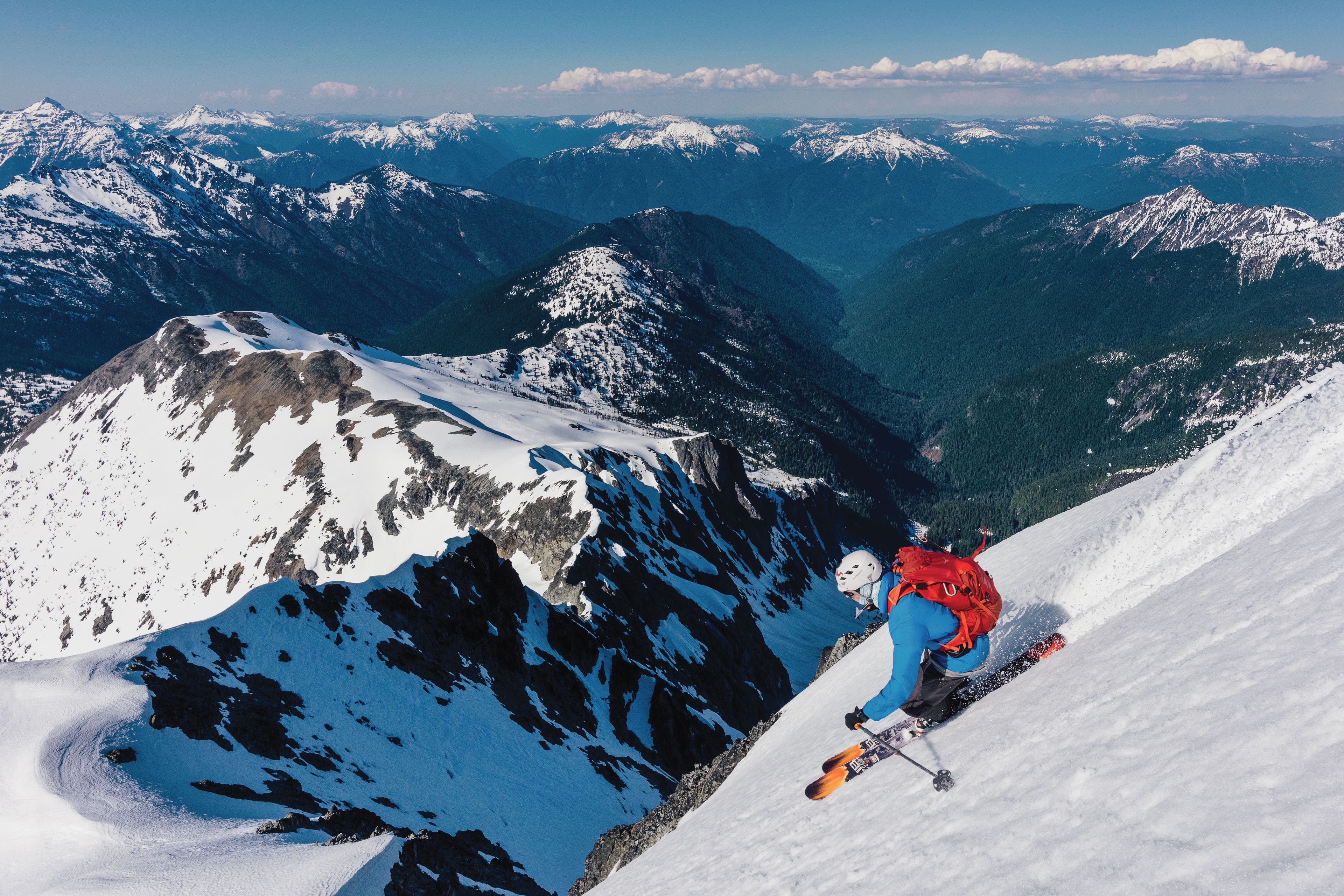 Skiing here is nearly impossible until early June, when the weather stabilizes and the corn comes out to play. In this shot, Ritchie finds his line…