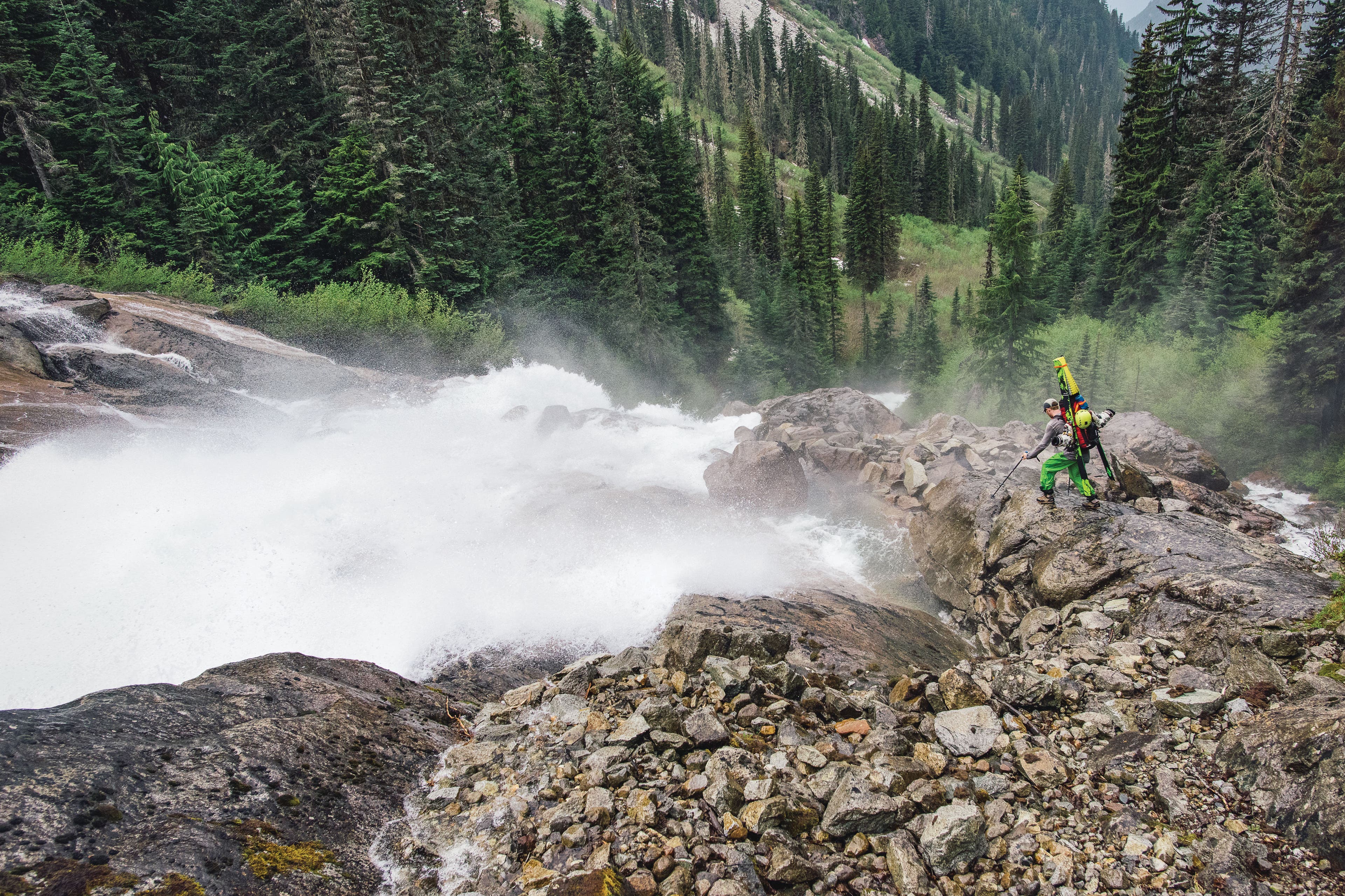 SKI0218_WAS_JAS2662 Spray from the 1,000-foot falls makes for tricky trekking.