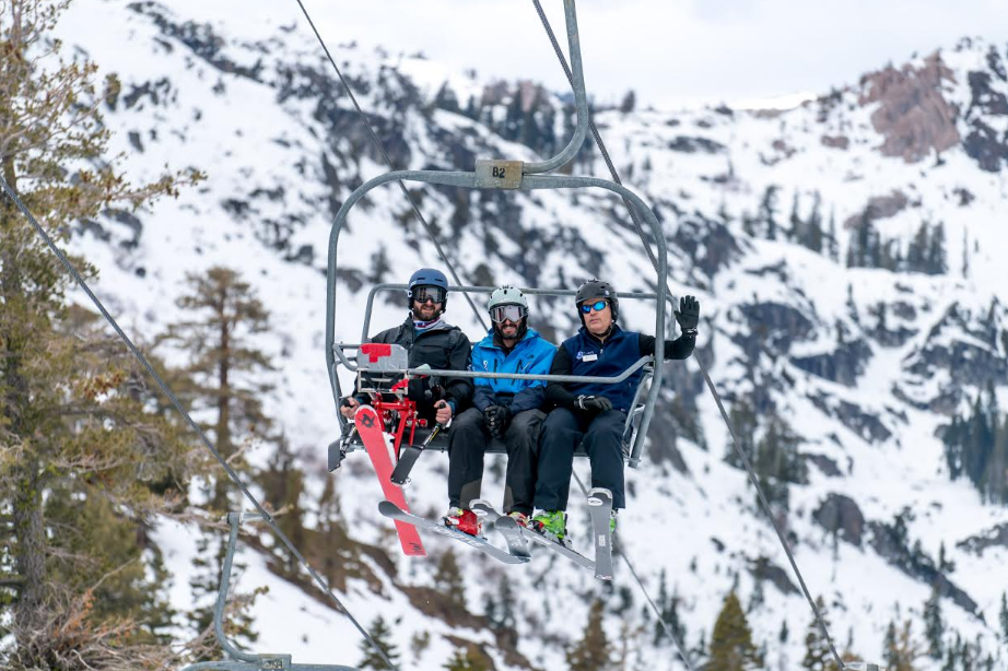 "Brian Aft rides the chairlift at Squaw Valley"