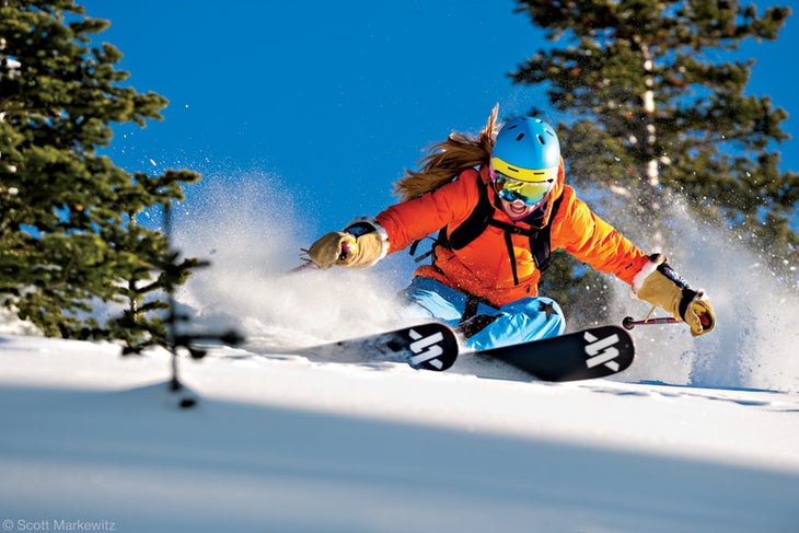 Kaylin Richardson at Canyons, Utah, USA Warren Miller athlete Kaylin Richardson knows a think or two about arcing in pow.