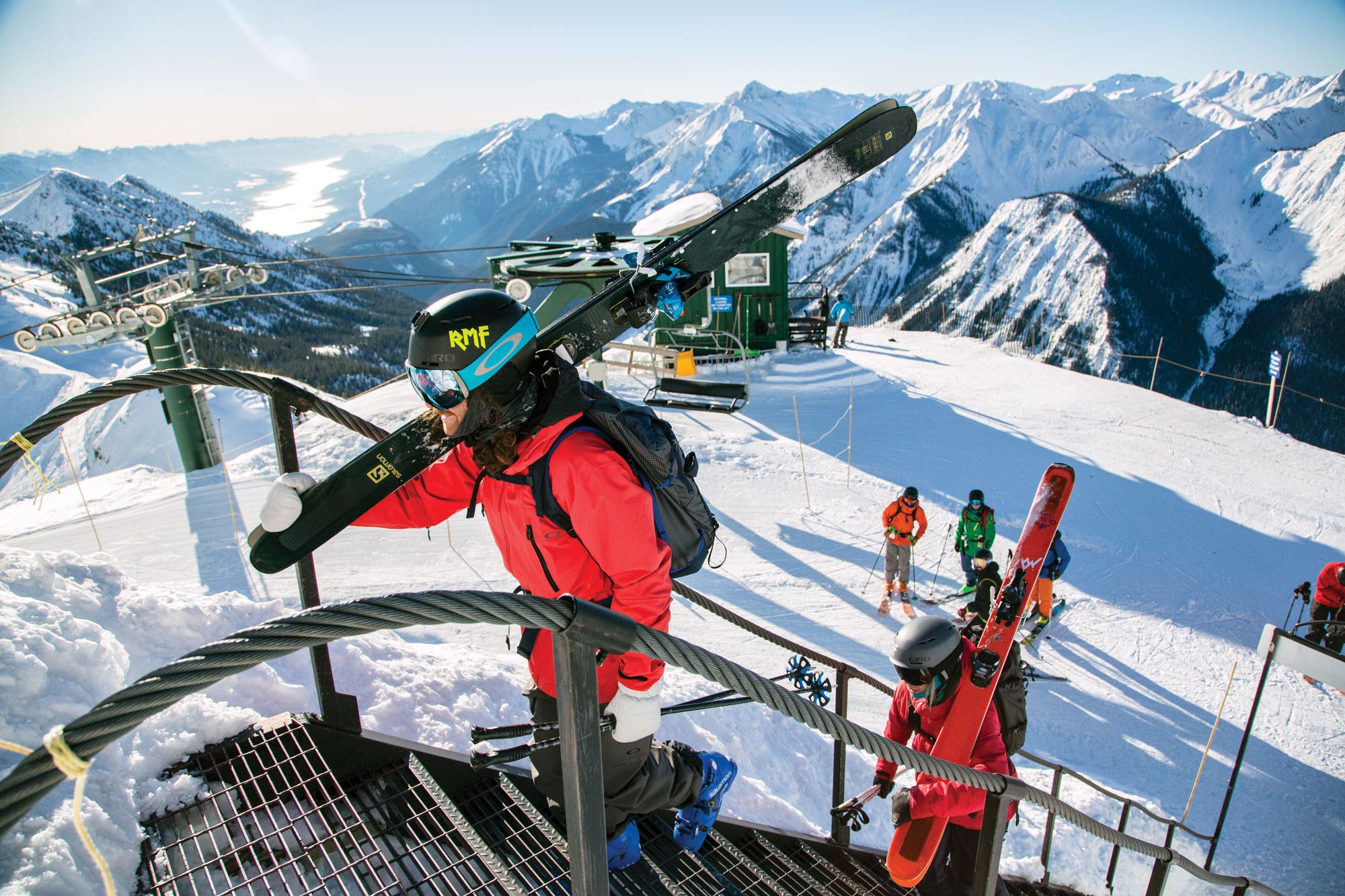 Climbing the Stairway to Heaven, which accesses the double-black Feuz Bowl and Whitewall terrain.