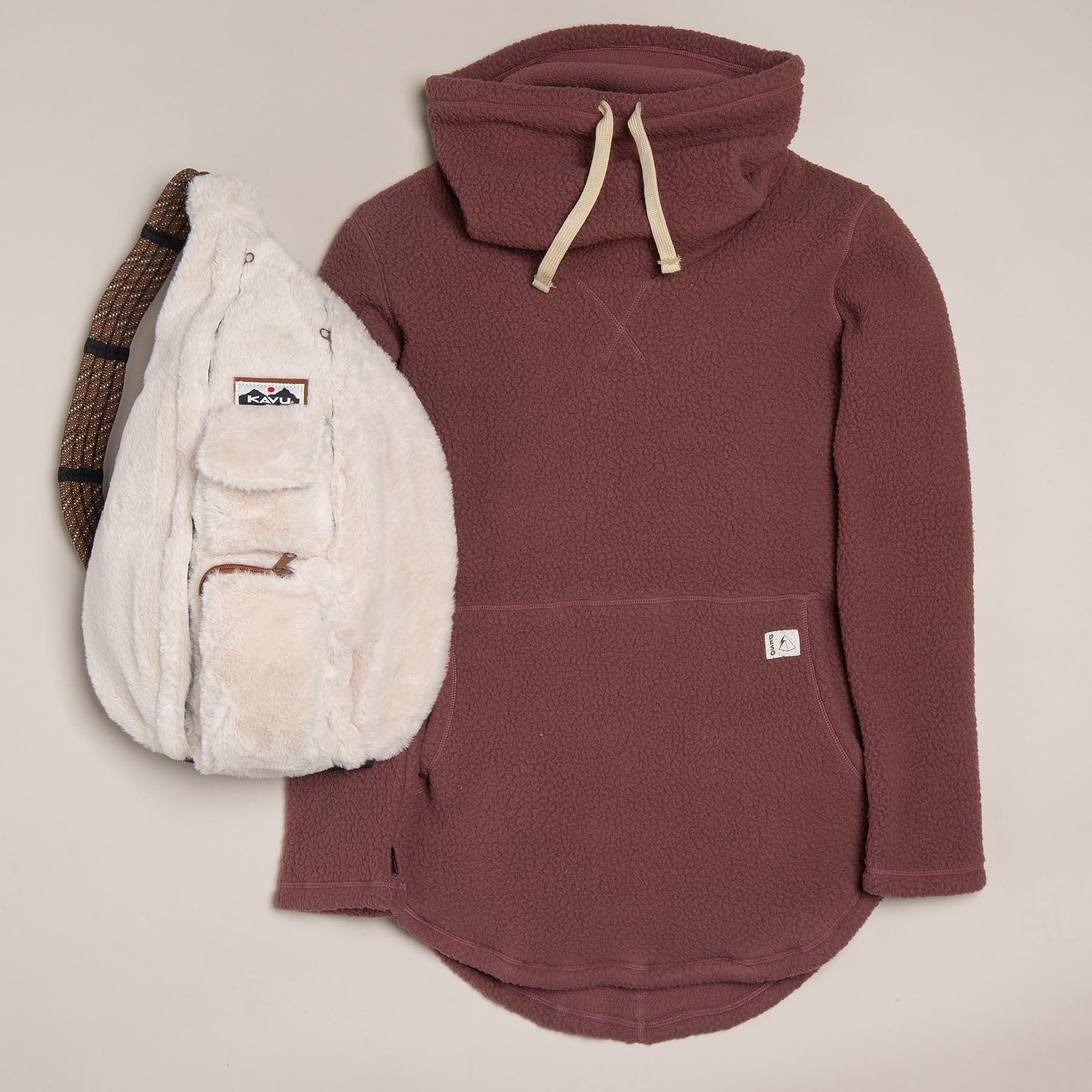 Ski-MountainStyle-Sherpa-w-Deso-Kavu Deso Supply The Tallac Pullover and Kavu Rope Fuzz Sling Pack