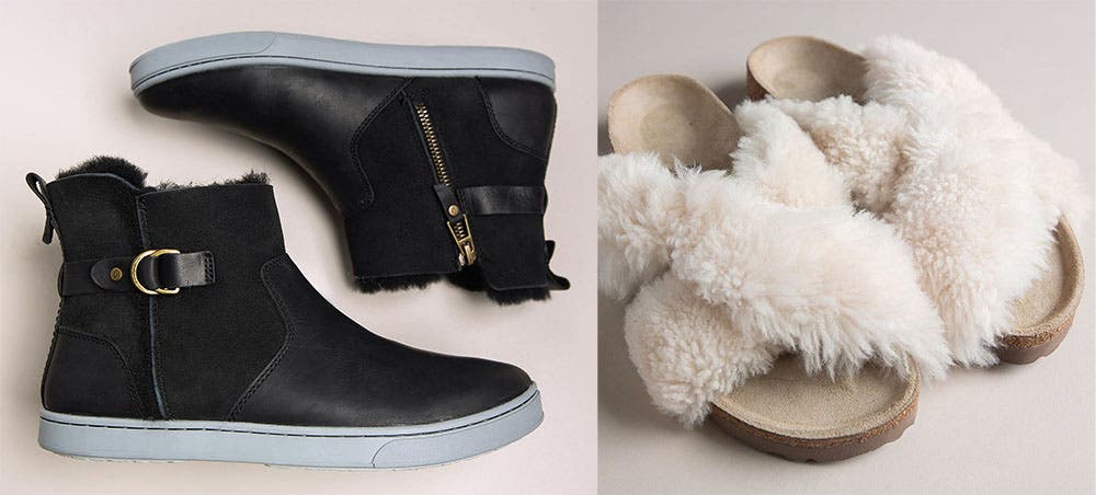 Ski-MountainStyle-Sherpa-w-OluKaiBirkenstock OluKai Pehuea Hulu Boot and Birkenstock Papillio Daytona Shearling Sandal