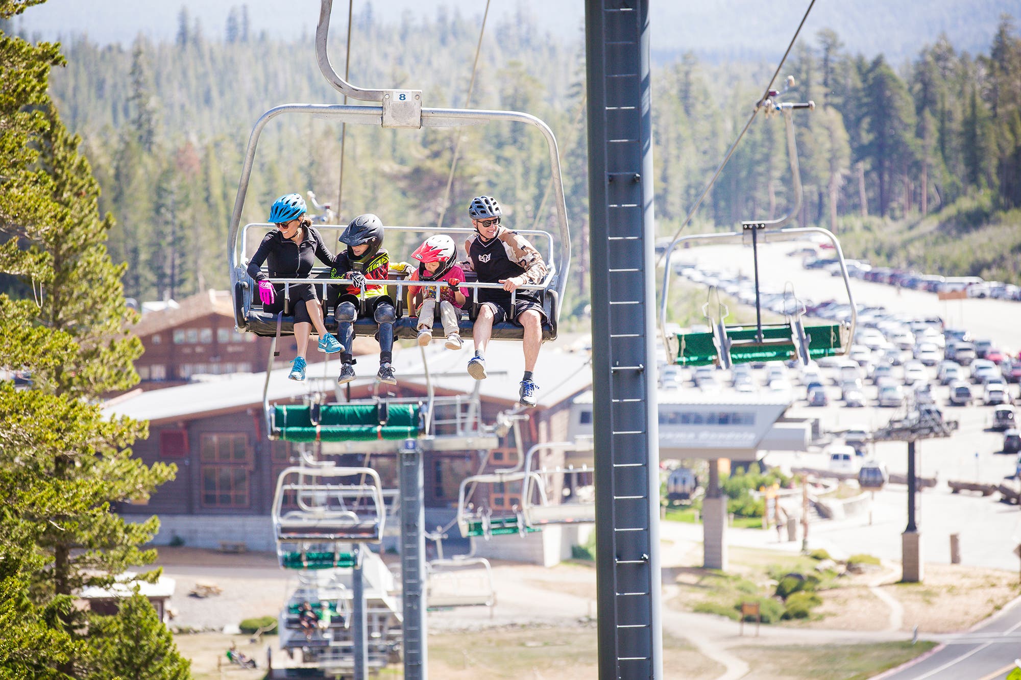 Chairlift biking at Mammoth, Calif.