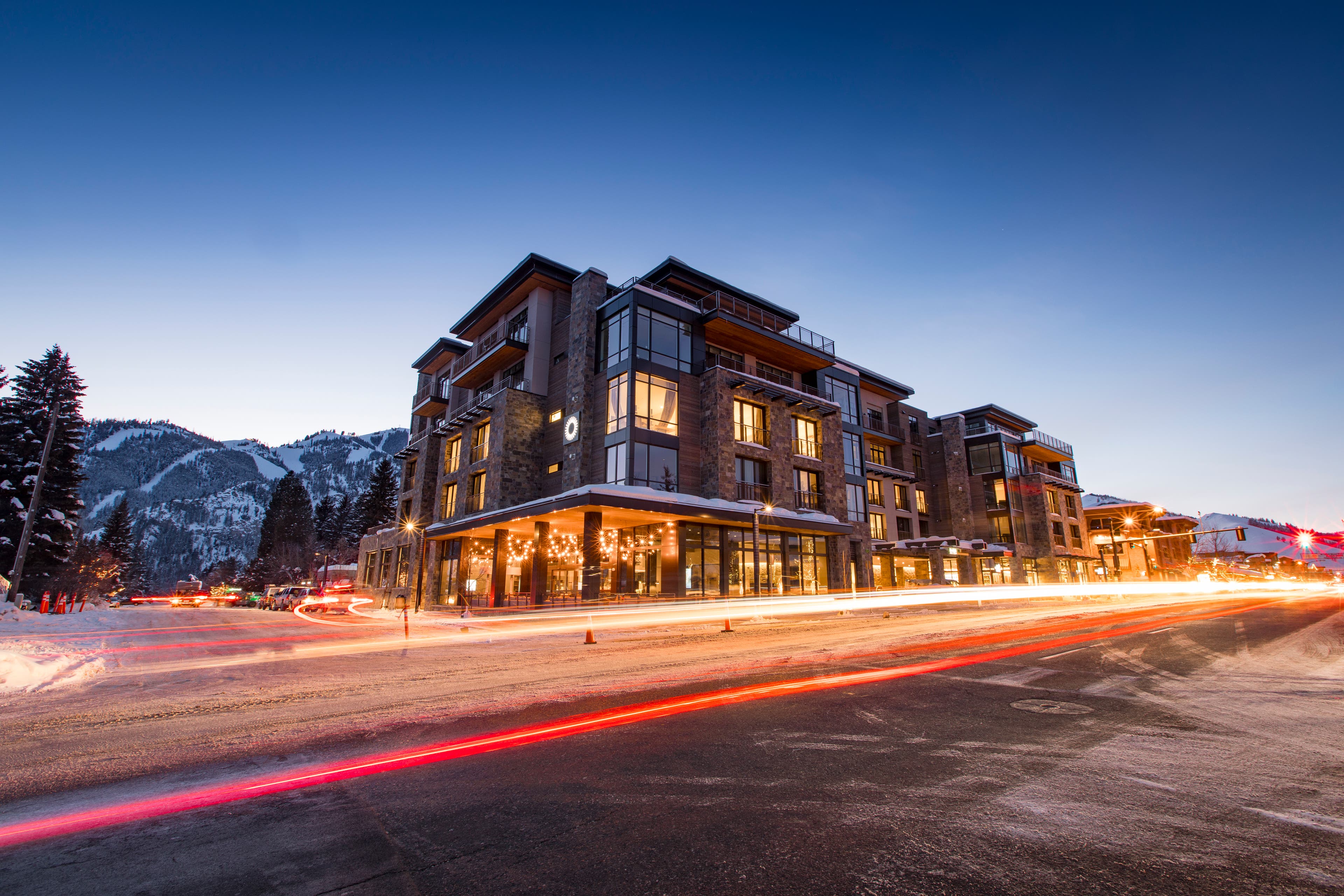 Limelight Hotel Ketchum at night