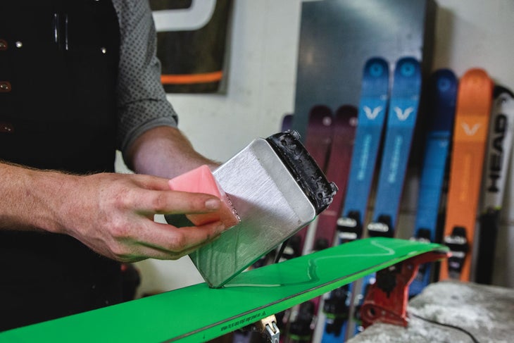 20190417-Tuning-YB0A4496_1 Wax being applied to skis